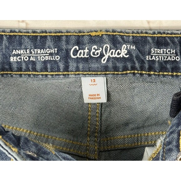 Cat & Jack Girls Stretch Ankle Straight High Rise Adjustable Waist Jeans Size 12 - Picture 6 of 15